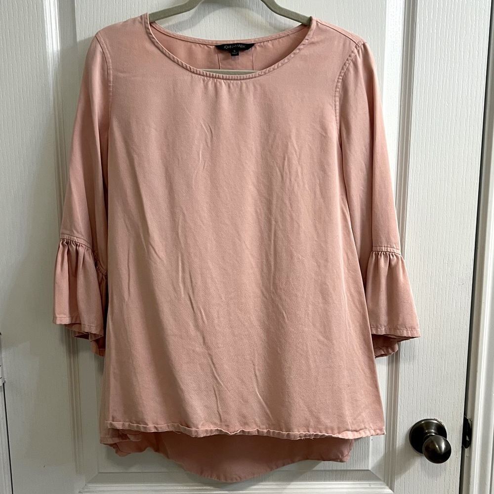 John Mark Women's Size S Top Tunic Shirt Blouse Salmon Color 3/4 Flutter Sleeve